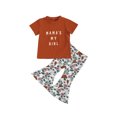 thumbnail image 4 of goowrom Little Girls Short Sleeve Letter Top, Printing Flared Trousers Set, 4 of 9
