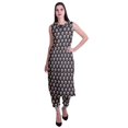thumbnail image 1 of Moomaya Ensemble Kurta et Pantalon Sans Manches pour Femmes à Col Peter Pan Imprimé, Ensemble Ethnique 2 Pcs, 1 of 6