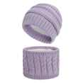 thumbnail image 1 of 2Pcs/Set Baby Infant Winter Knitted Beanie Cap Hat Plush Liner Warm Neck Scarf, 1 of 10