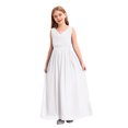 thumbnail image 1 of Miaeowve Robe de Demoiselle d'Honneur pour Fille Sans Manches en Mousseline Perlée, Robe de Demoiselle d'Honneur Junior, Robe de Fête de Mariage pour Filles, Blanc 10, 1 of 7
