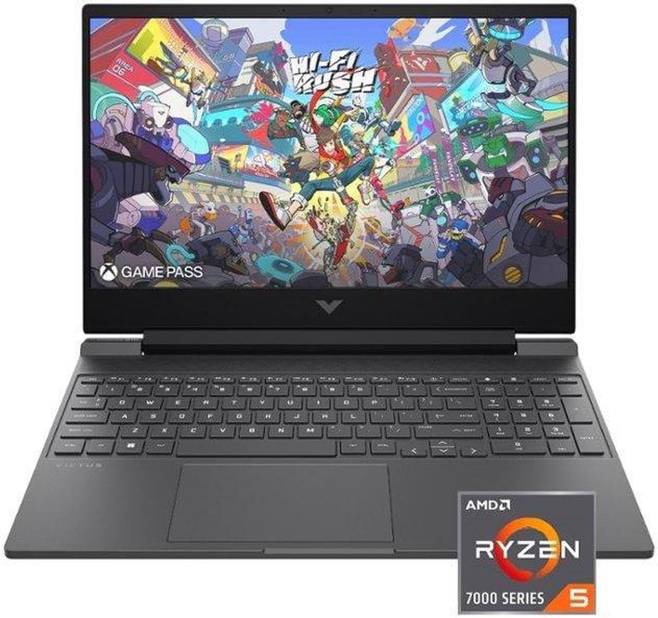 HP Victus 15,6 Po FHD 144 Hz Portable de Jeu/AMD Ryzen 5-7535HS (Surpasse i7-11800H) /AMD Radeon RX 6550M/clavier Rétroéclairé/MICA Argent/ 8 Go RAM DDR5 / 512 Go SSD / Windows 11 Famille / Ensemble avec Concentrateur USB 3.0