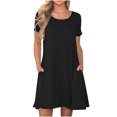 thumbnail image 2 of Meichang Robe T-Shirt pour Femmes avec Poches Décontractée à Manches Courtes Mini Robes d'Été Coupe Ample Col Rond Courte Robe T-Shirt de Plage, 2 of 6