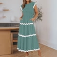 thumbnail image 2 of AherBiu Robes pour Femmes 2024 Décontracté Printemps Tendance à Blocs de Couleur Longue Robe Manches Cap A Robe Maxi, 2 of 7