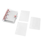 Mini Transparent 3Ring Couvertures de binder avec la page interne de grille et les poches de butter Mini Libellé du carnet de notes de feuille libre PVC Couverture de binder avec bouton Snap