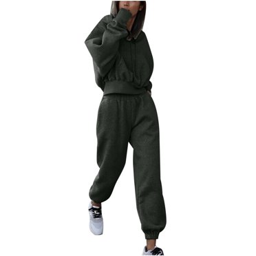 IROINNID Tracksuit For Women 2 Pieces Set Discount Casual Color Long Sleeved Hoodie Trousers Sweatshirt Sports Suit Sport Suit,Dark Gray