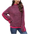 thumbnail image 1 of Pompotops Chandail Mode Femme Col Rond Manteau Haut Chandails pour Femmes Manteau Manches Longues Ample Liquidation, 1 of 5