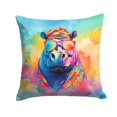 thumbnail image 1 of Carolines Treasures DAC3994PW1414 Coussin Décoratif en Tissu Polyester 14 x 14 Po Unisexe Hippie Animal Hippopotamus, 1 of 5