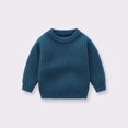 thumbnail image 2 of Toddler Baby Boys Girls Knit Sweater Solid Oversized Crewneck Sweaters Pullover Sweatshirt Tops Fall Winter Clothes, 2 of 3