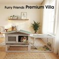 thumbnail image 3 of Wooden Rabbit Hutch Indoor and Outdoor, Large Rabbit Cage Chicken Coop Expandable, Weatherproof Bunny Cage with Anti-Chew Metal Frame Ramp for Backyard Small Animals Rufous, Grey, 3 of 9