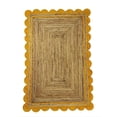thumbnail image 2 of Indian Handmade Braided Natural Jute with Yellow Scalloped Design Area Rug, Home Décor Rug, Jute Rug for Bedroom, Dining Room, living room, Doormat Rug Size - 6' Square (180 cm x 180 cm), 2 of 5