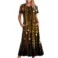 thumbnail image 2 of Robe d'Été pour Femmes 2024 Mode Grande Taille Décontractée Manches Courtes Col Rond Robe Fluide à Étages Robe de Plage avec Poches Imprimé Brillant 50 % de Réduction!, 2 of 8