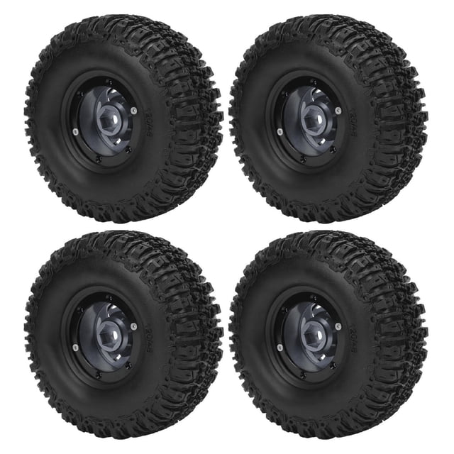 4pcs RC Crawler Wheels Hub and Tires Set, Anti Scratch Plastic Aluminum Alloy Wheel Rim Kit for RC Car 120x46mm