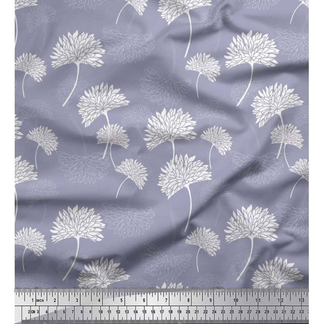 Soimoi Polyester Crepe Fabric Flower Artistic Print Fabric by The Yard 52 Inch Wide