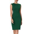 thumbnail image 1 of INSPIRE CHIC Robe Fourreau pour Femme Col Plissé Crayon Tenue de Travail Robes TG Vert, 1 of 6