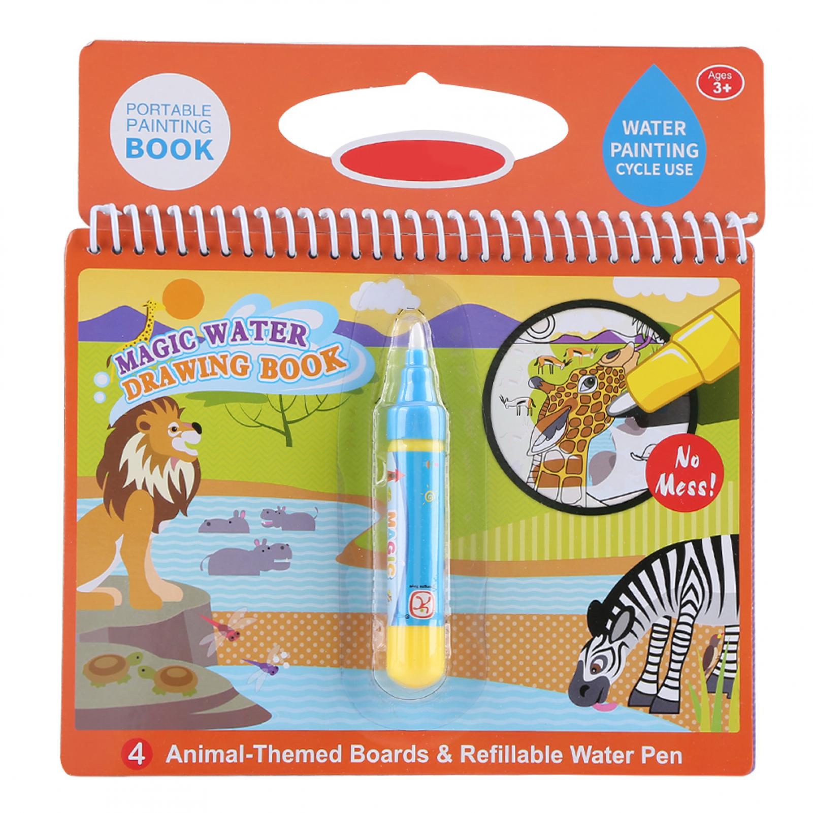 Greensen Portable Children Magic Coloring Painting Book with Water Drawing Pen Kids Early Learn Toy, Children Coloring Books, Kids Coloring Book