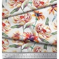 thumbnail image 3 of Soimoi Orange Poly Georgette Fabric Leaves & Floral Decor Fabric Printed BTY 42 Inch Wide, 3 of 3