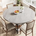 thumbnail image 2 of Eastvita 47.2-Inch Round Dining Table for 4 Roman Column Dining Table with 1.2-Inch Board/Storage Space - Grey Storage Metal Kitchen Table for Kitchen/Dining Room/Living Room, 2 of 4
