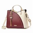 thumbnail image 1 of Sac à Main pour Femmes avec Coutures Contrastées et Franges, Mode en Cuir Color Block, Petit Sac à Bandoulière avec Poignée, 1 of 1