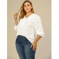 thumbnail image 2 of GRACE & GRANDEUR Women's Plus Size Tops V Neck Ruffle Boho Chiffon Blouse White 1X, 2 of 6