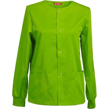 Womens Scrub Jacket Workwear Snap Front Warm-up Scrubs Jacket