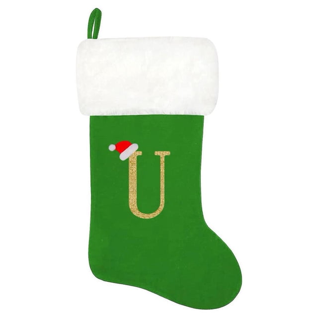 SUTENGDA 20 Inches Monogram Christmas Stockings Red Velvet with White Super Soft Plush Cuff Embroidered Xmas Stockings Classic Personalized Stocking Decorations for Family Holiday Season