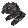 thumbnail image 1 of Ensemble de Vêtements pour Tout-Petits Garçons Filles Imprimé Vache Col Rond Chandail Chandail en Molleton Pantalon Jogger Automne Hiver, 1 of 6