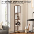 thumbnail image 2 of Floor Lamp with Shelves LED Modern Shelf Floor Lamp with USB Ports & Power Outlet Color Temperature Storage Display Wood Column Standing Tall Lamp for Living Room Bedroom Off, 2 of 3