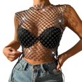 thumbnail image 1 of HBFAGFB Débardeurs pour Femmes en Maille sous-Vêtement à Strass Vêtements Mode Chemise de Couverture Tendance Noir Taille TP, 1 of 4