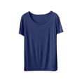 thumbnail image 2 of Weiqiqre T-Shirt à Col Rond pour Femme à Manches Courtes Ajusté T-Shirt Mince Uni Haut de Pyjama Pyjama à Manches Courtes, 2 of 8