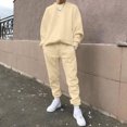 thumbnail image 2 of Kcodviy Male Casual Solid Two Light Suits for Men Piece Suit O Neck Men Suit off Shoulder Sleeve Sweatshirt Men Suits Slim Drawstring Pocket Pants Set, 2 of 5
