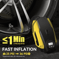 thumbnail image 4 of Carluck Tire Inflator Portable Air Compressor - Air Pump for Car Tires - 12V DC Compact Tire Pump with Auto Shutoff Function - Multipurpose Car Accessory with LED Light, Yellow, 4 of 6