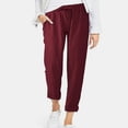 thumbnail image 2 of Dagugfen Plus Size Cotton Linen Pants for Women Ruched Elastic Waist Drawstring Lightweight Flare Legging for Casual, 2 of 6