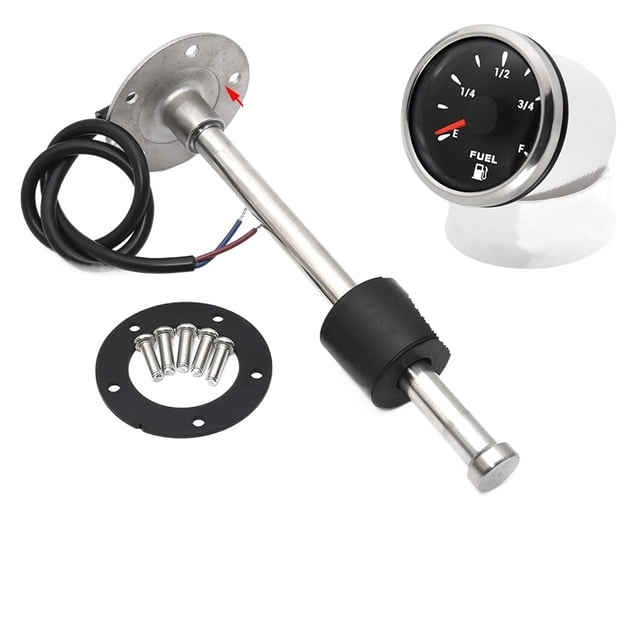 A 52MM Water/Fuel Level Gauge With 150MM 200MM 250MM 300MM 400MM Fuel Level Sensor 0-190ohm Oil Liquid Tank Fuel Level Indicator ,Easy to Install