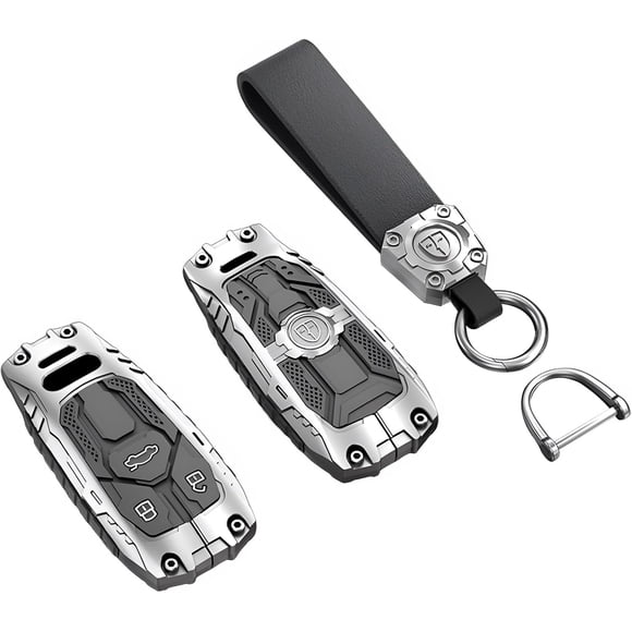 Housse de Porte-Clés Compatible Compatible avec Audi A4 A3 Q3 Q5 Q7 TT TTS RS3 S4 S3 A1 S6 RS4 RS6 Q2L ABS Télécommande Intelligente Étui à Clés Porte-Clés Étui Protecteur, B-silver, Modèle A