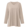 thumbnail image 4 of Breezora Tunique à Col Rond Oversize pour Femmes, Manches Longues, Chemise Rayée, Blouse Douce à Coupe Ample, Tenue Décontractée Décontractée, Confort Quotidien 2026, Taille P, Beige, 4 of 5