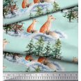 thumbnail image 1 of Soimoi Green Cotton Cambric Fabric Fox & Pine Tree Decor Fabric Printed Yard 42 Inch Wide, 1 of 3