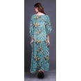 thumbnail image 4 of Bimba Caftan pour Femmes avec Oiseaux, Tenue d'Intérieur de Vacances, Robe Maxi, Couvre-Maillot de Plage - TG-3X Bleu Turquoise, 4 of 5