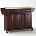 thumbnail image 3 of Bowery Hill Solid Wood Mahogany/Natural Kitchen Cart Rectangular Adjustable Shelves 52" Unassembled, 3 of 6