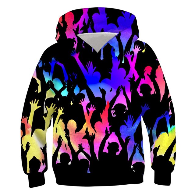 RXIRUCGD Chemise pour Enfants à Manches Longues Motif T-shirt Imprimé Col Rond Cool Garçon Sweat à Capuche (Multicolore, Taille : 11 Ans)