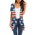thumbnail image 1 of Lenago Summer Plus Size Workout Tops for Women Casual Printed Short Sleeve Cardigans Drape Open Front Lightweight Summer High Low Hem Tops 4th of July Outfits for Women, 1 of 4