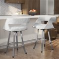thumbnail image 3 of Amisco Metro 30.75" Polyester Swivel Bar Stool in Gray White/Glossy Gray, 3 of 3