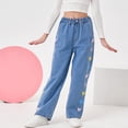 thumbnail image 5 of Girls Baggy Jeans High Waisted Cool Ripped Button Jeans Kawaii Pants 5-14 Years, 5 of 5