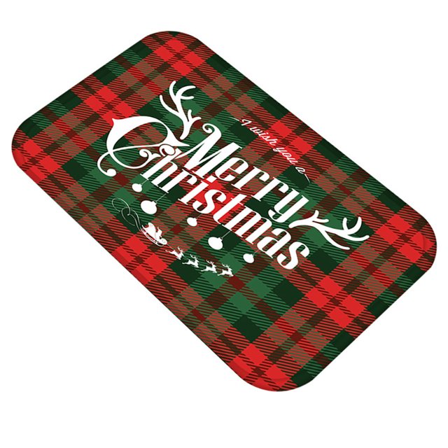 Christmas Print Doormat Kitchen Bathroom Anti-Slip Floor Mat Carpet Foot Pad Rug