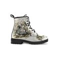 thumbnail image 3 of UKAP Women Leather Boot Floral Short Bootie Lace Up Ankle Boots Work Booties Waterproof Beige 7, 3 of 4