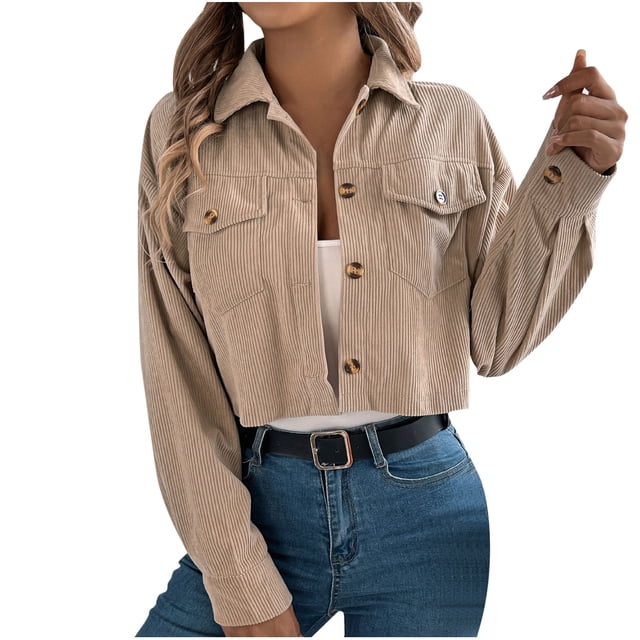 Lovzfmll Vestes d'Automne pour Femmes, Veste à Col Cranté de Couleur Unie, Bomber à Coupe Ample à Col Rond, Vêtements d'Automne