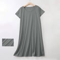thumbnail image 2 of Yuyuzo Chemises de Nuit pour Femmes à Manches Courtes, Robes de Détente et de Sommeil, Amples, Basiques, Unies, Col Ras du Cou, T-Shirts Confortables, Nuisette, 2 of 6