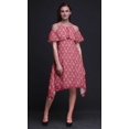 thumbnail image 4 of Bimba Robe Midi à Manches Volantées pour Femmes, Tunique Évasée à Épaules Dénudées, Imprimé Floral Rose - Moyen, 4 of 6