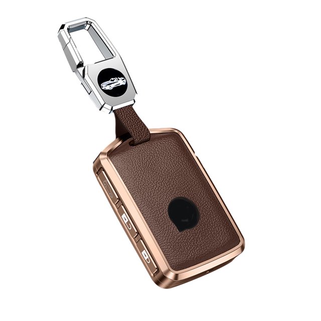 fastboy Car Key Leather Case Detachable Vehicle Keys Cover Protector Modification Accessories Replacement for XC60/S90/S60 Coffee Case Hook