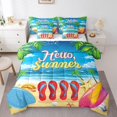 thumbnail image 1 of YST 7 Pcs Summer Shell Starfish Bed In A Bag Red Flip Flops Print Comforter Set Full Hawaii Beach Ocean Bedding Sets Tropical Coconut Trees Sheet Set with Comforter, 1 of 5