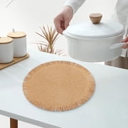 Woven Round Table Mat 38cm Heat Insulation Oil-Proof Waterproof Placemat for Dining Coffee Table Home Restaurant Use